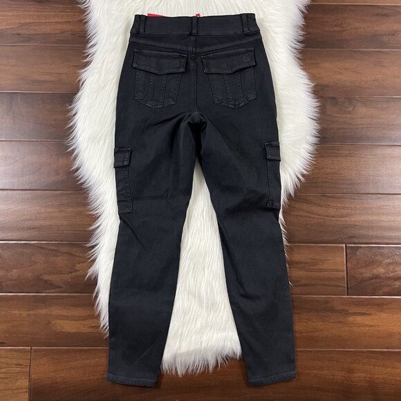 Spanx Size Petite Medium Washed Black Stretch Twill Ankle Cargo Pants - Picture 7 of 9